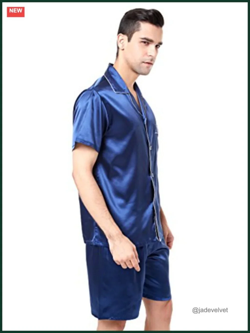 Men's Short Sleeve Satin Pajama Set with Shorts